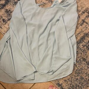 Everly Light Blue Women's Long-Sleeve Blouse